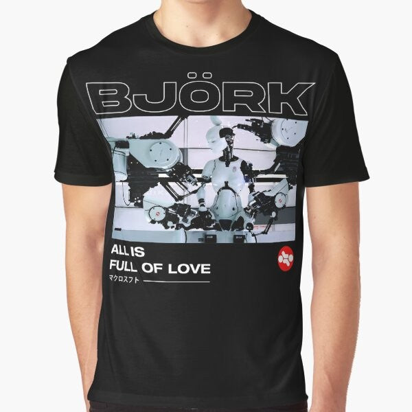 Bjork 'All is Full of Love' Iconic Graphic T-Shirt featuring the pop art style singer