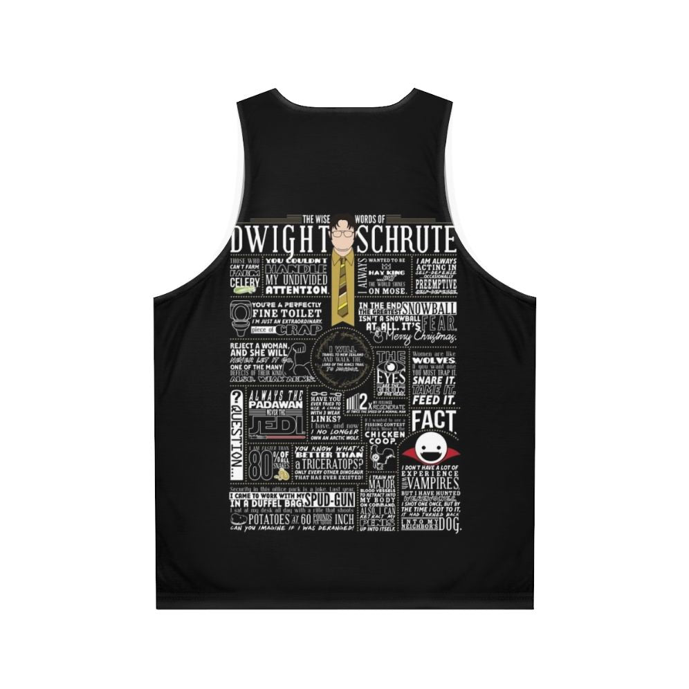 Unisex tank top with Dwight Schrute quote from The Office - Back