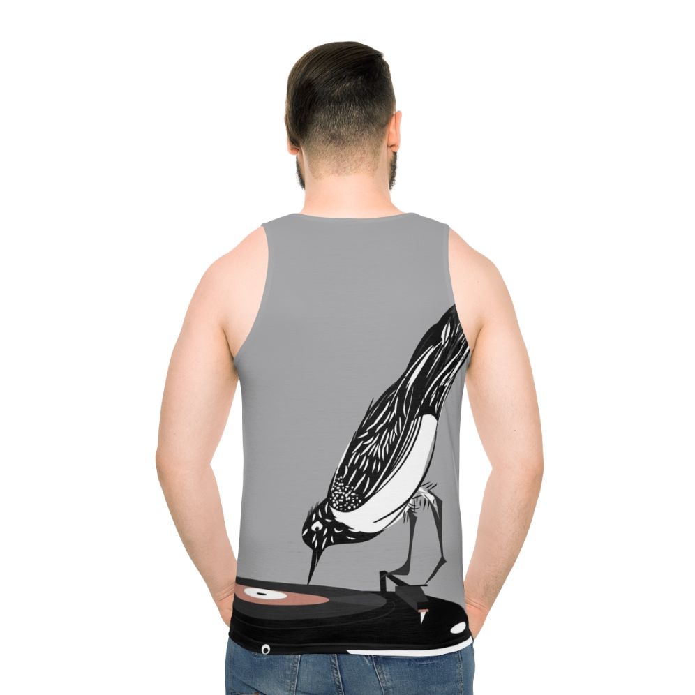 Dj Magpie Unisex Music Disc Vinyl Record Tank Top - men back