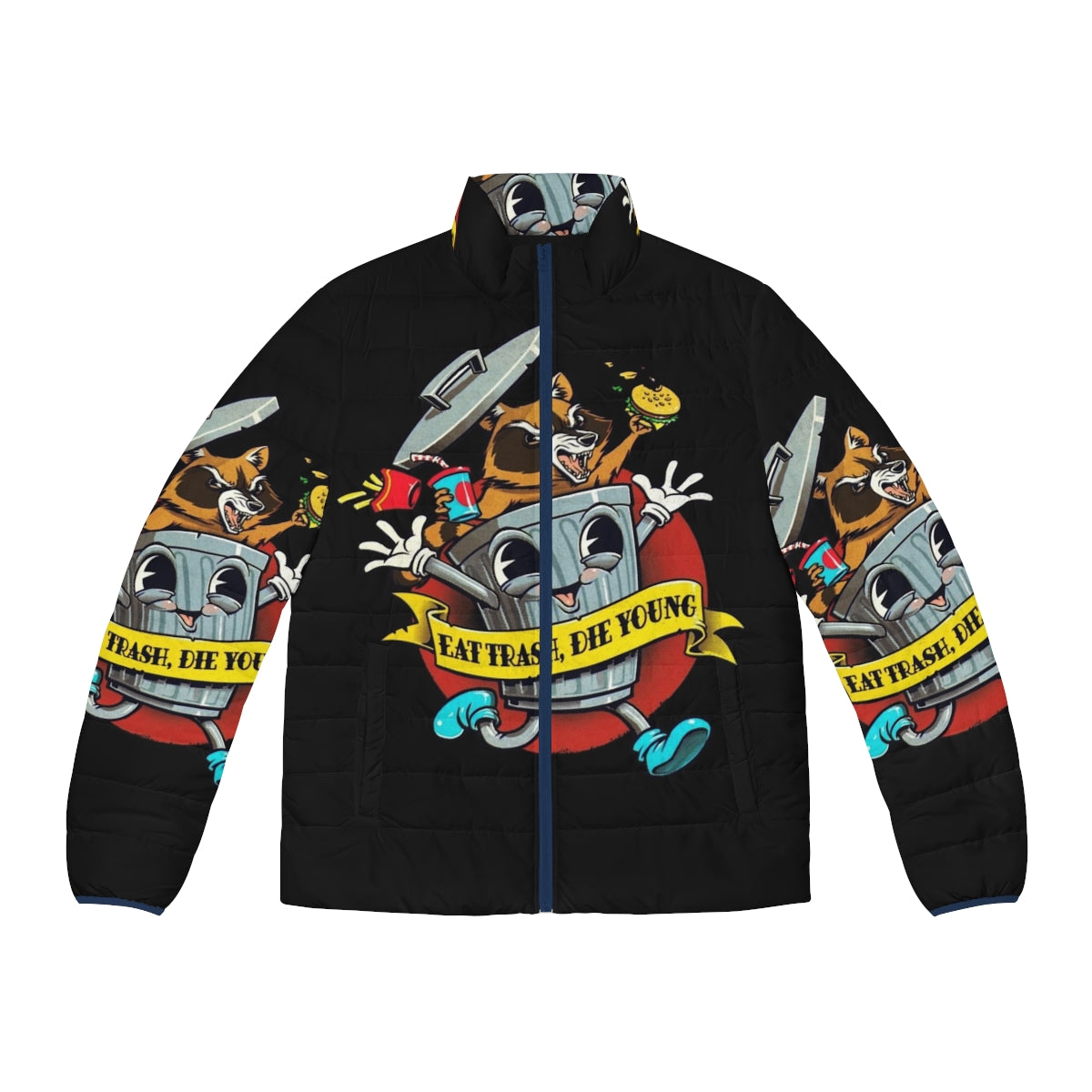 Eat Your Greens 2 - Vintage-style puffer jacket with big foot monster graphic