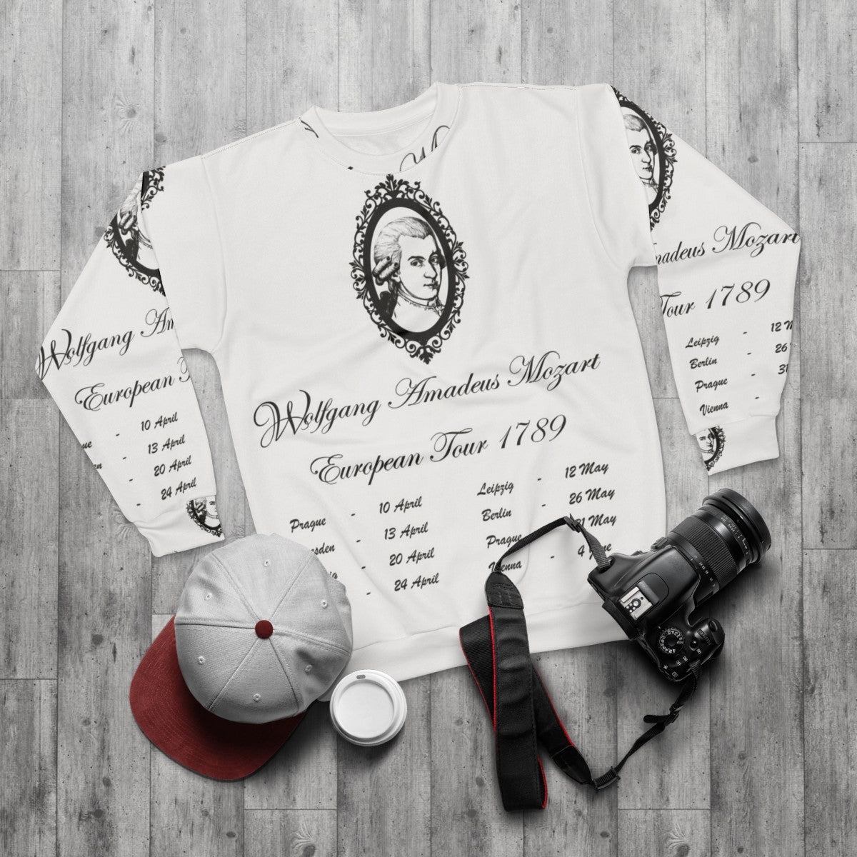 Wolfgang Amadeus Mozart European Tour 1789 Sweatshirt - flat lay