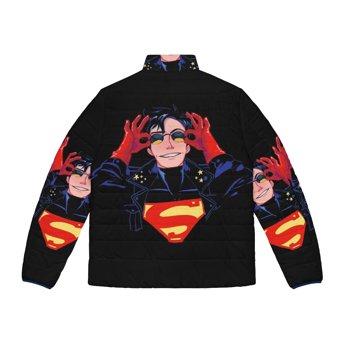 Superboy 90's Hero Puffer Jacket featuring DC Comics Inspired Superhero Design - Back