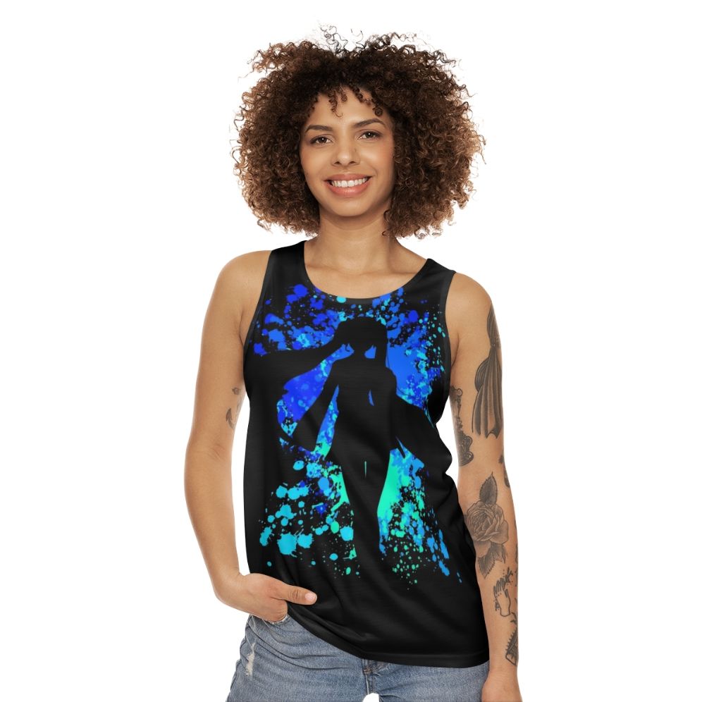 Vocaloid inspired paint splatter unisex tank top - women