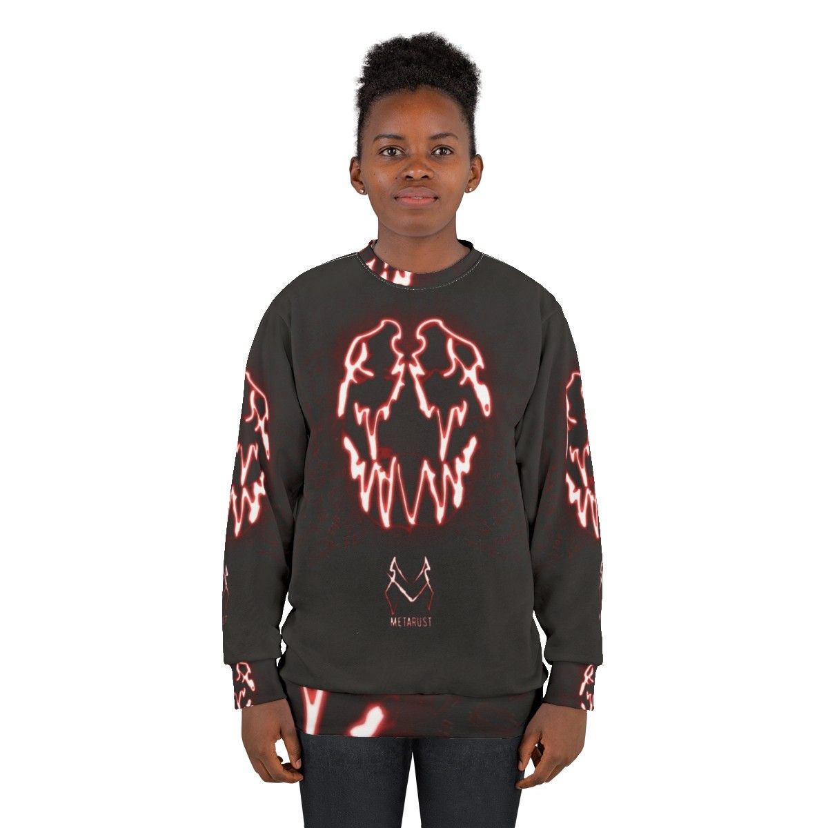 Metarust metal band sweatshirt with grunge design - women