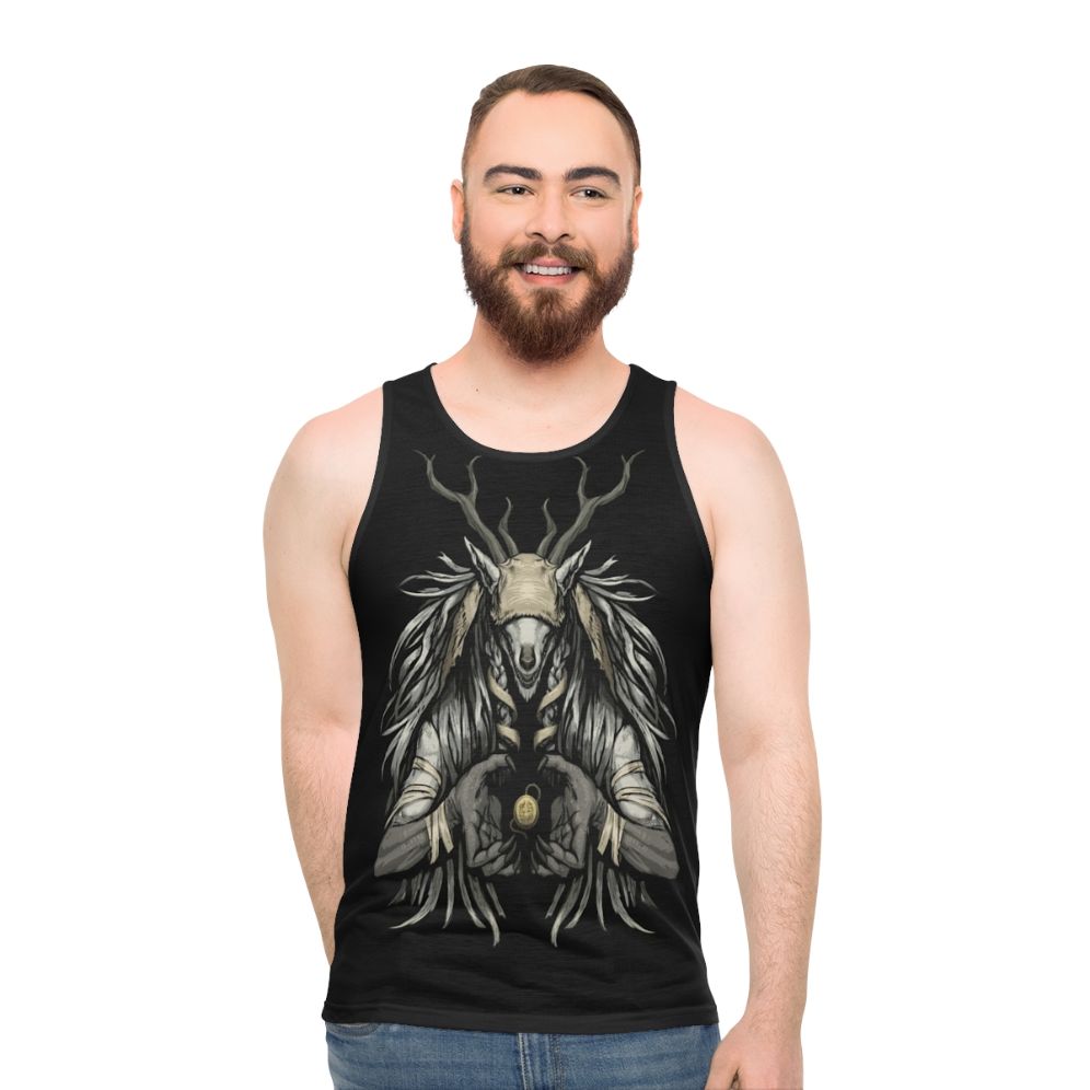 Bloodborne-inspired unisex tank top with spooky, horror-themed design - men