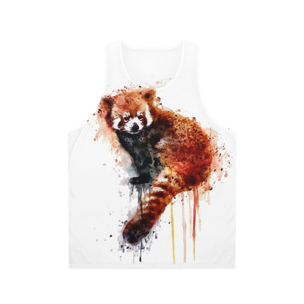 Watercolor red panda painting on unisex tank top