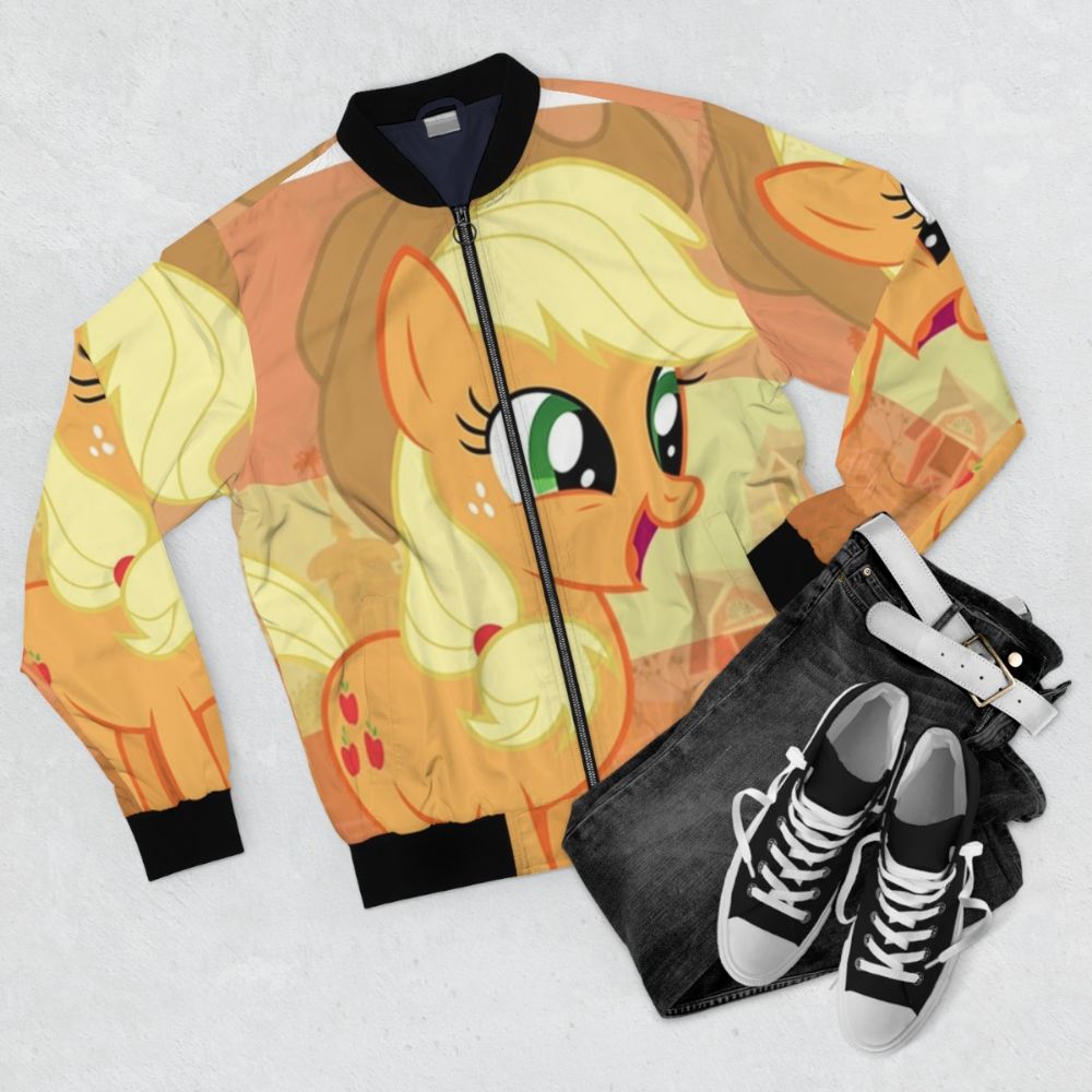 Applejack My Little Pony Bomber Jacket - Flat lay