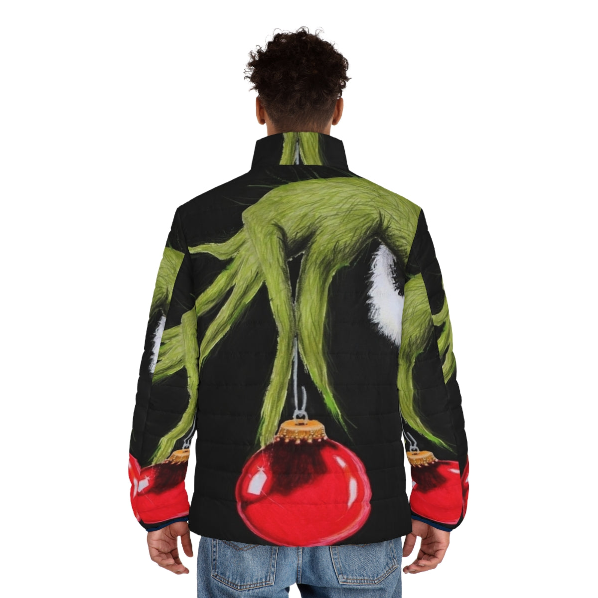 Who Stole Christmas Puffer Jacket featuring the Grinch and Whoville characters - men back