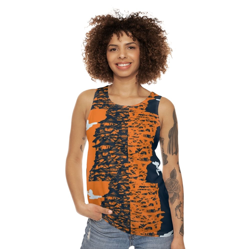 Houses Unisex Tank Top with Asian-Inspired Pattern - women