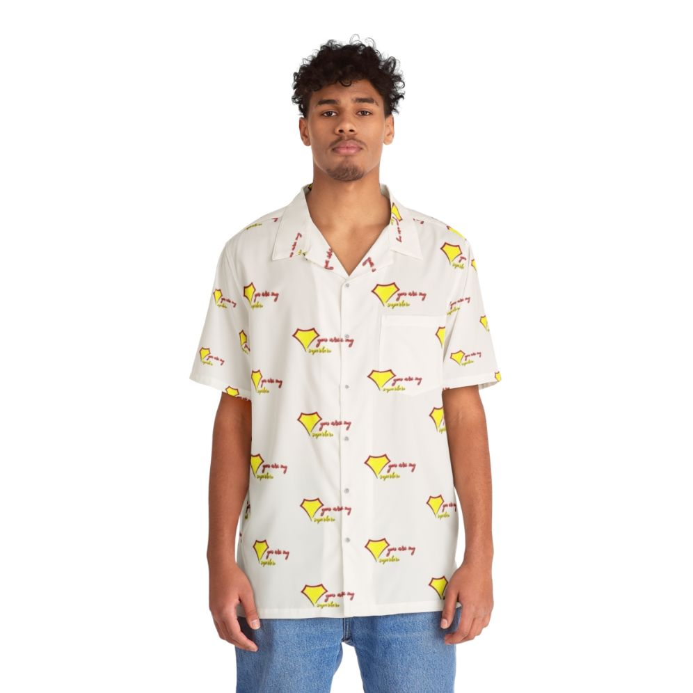 Superhero Hawaiian shirt with inspirational "You Are My Superhero" text - People Front