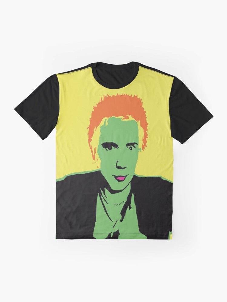 Graphic t-shirt featuring the iconic Johnny Rotten from the Sex Pistols - Flat lay