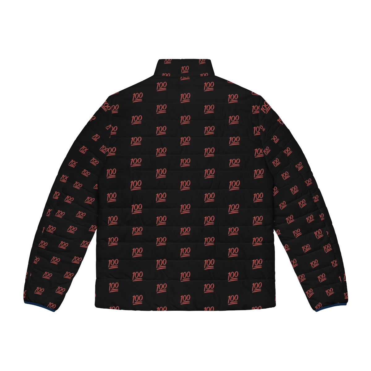 100 emoji puffer jacket in vibrant red pattern - Back