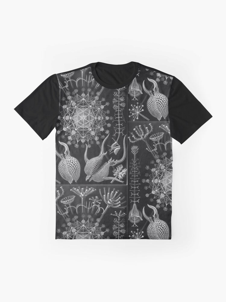 Ernst Haeckel Phaeodaria Illustration Graphic T-Shirt featuring a detailed illustration of phaeodarian plankton - Flat lay