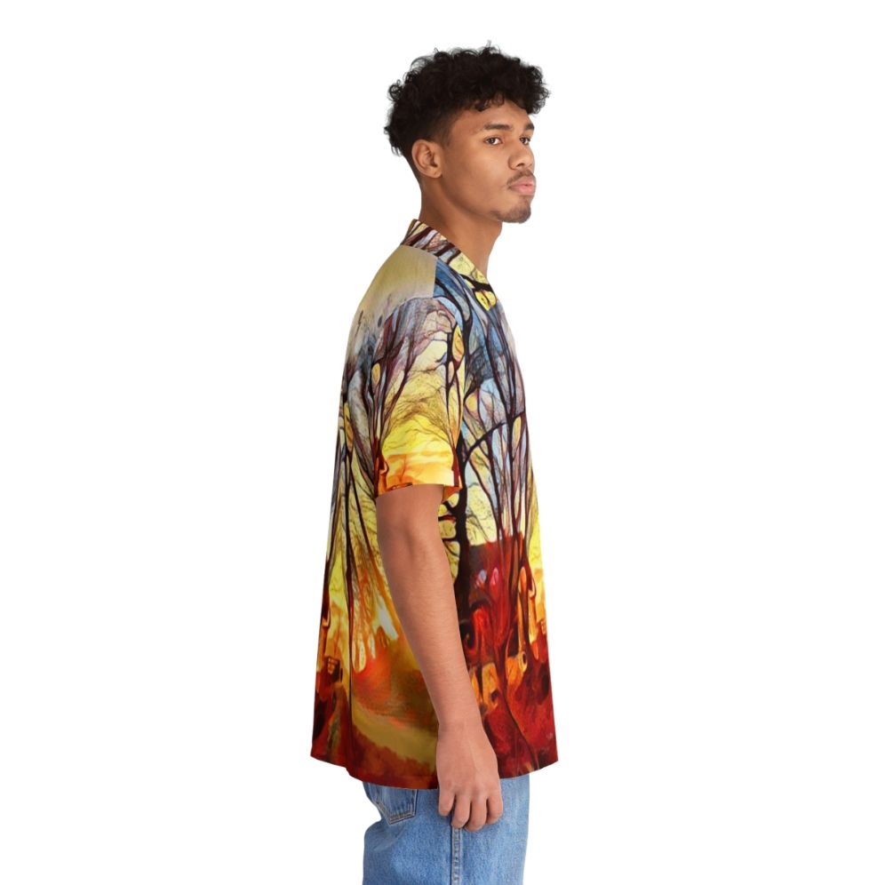 Winter Dawn Hawaiian Shirt featuring a nature landscape digital art design - People Pight