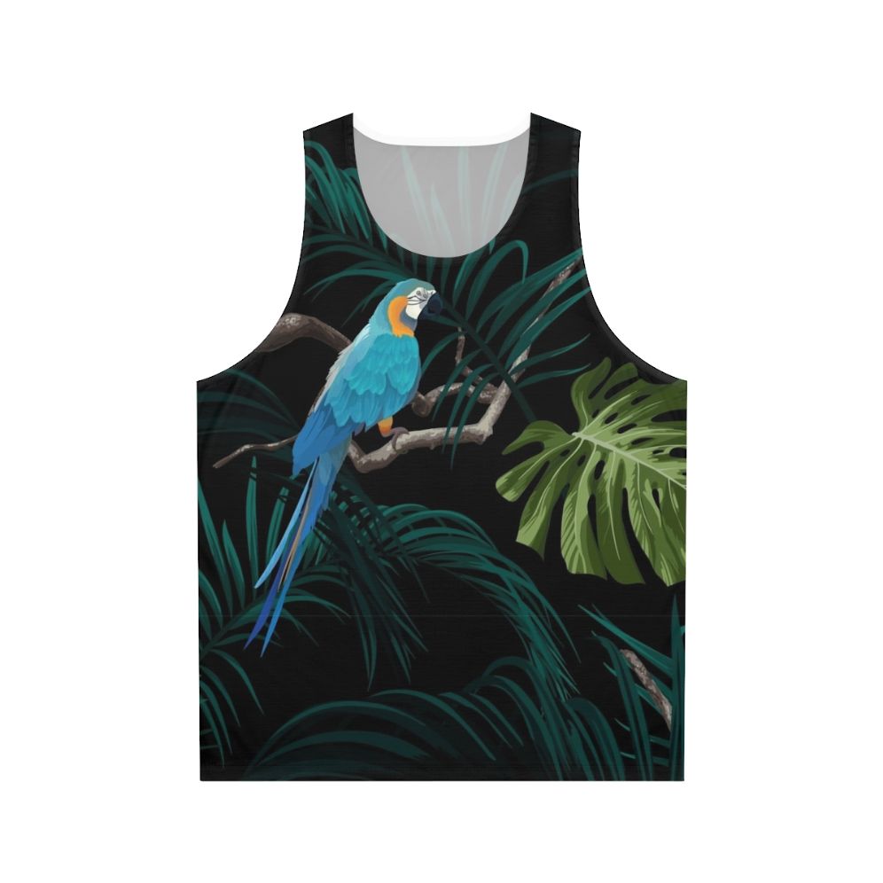 Tropical floral unisex tank top with monstera leaves pattern