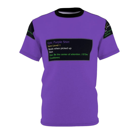 Epic purple t-shirt featuring a cute baby murloc design, perfect for World of Warcraft fans.