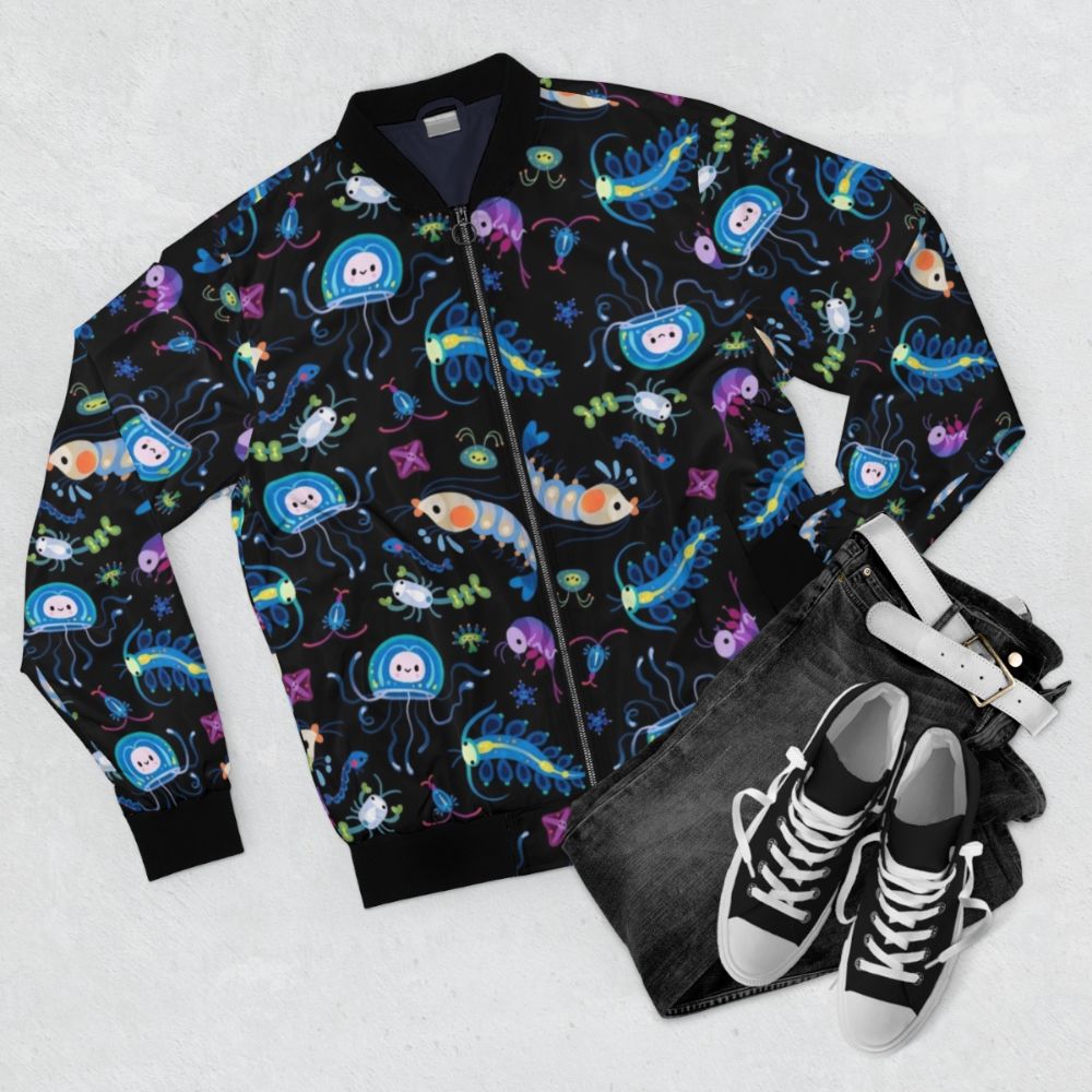 Zooplankton Micro World Bomber Jacket - Flat lay