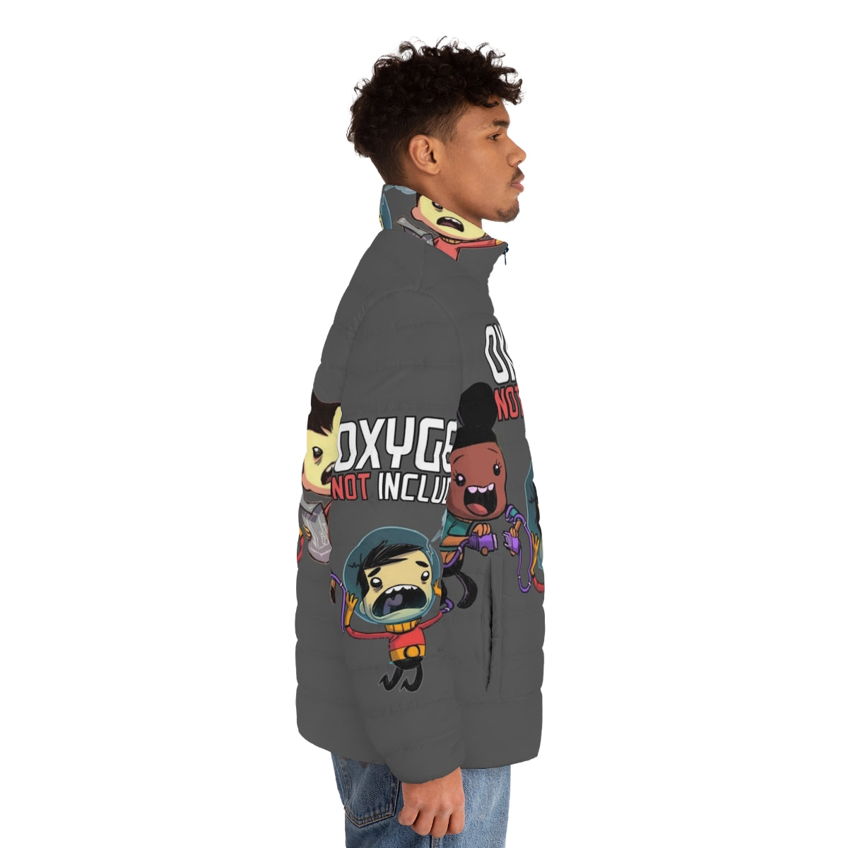 Oxygen Not Included Puffer Jacket - Survival Game Inspired Clothing - men side right