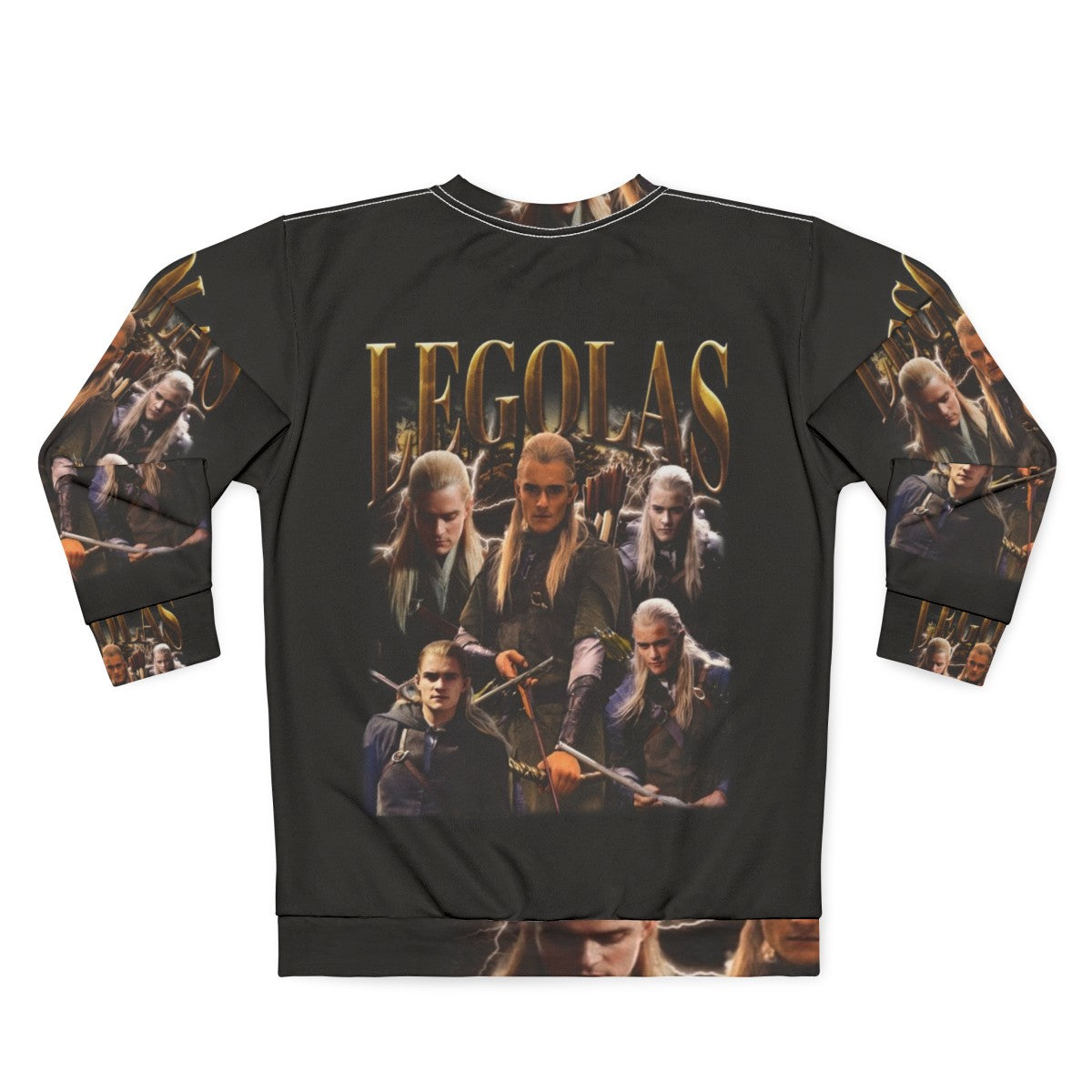 Retro Legolas sweatshirt featuring Orlando Bloom's iconic character from Lord of the Rings - Back