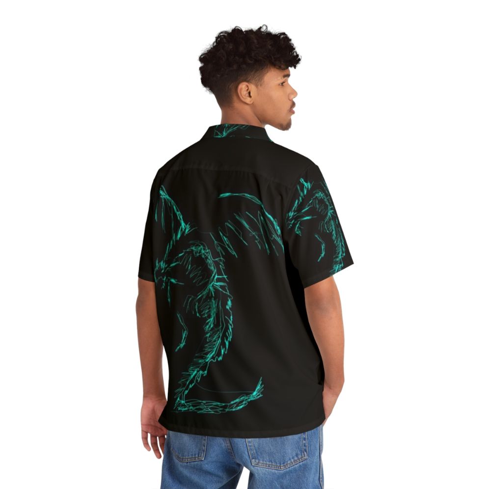 Mystic White Lightning Dragon Scribble Hawaiian Shirt - People Back