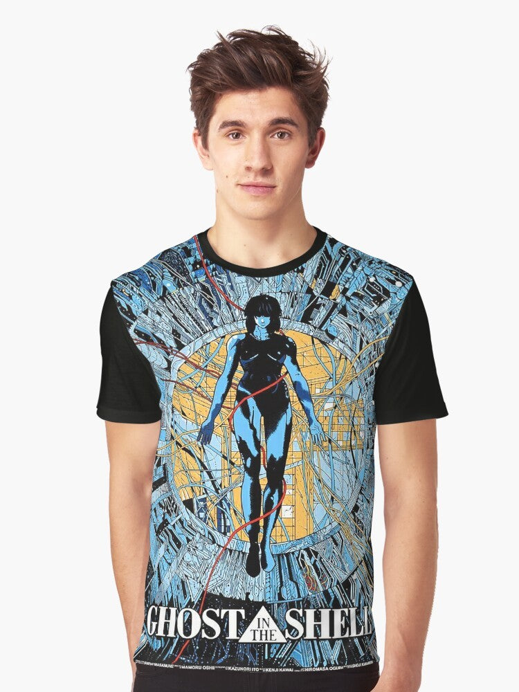 Ghost in the Shell anime graphic t-shirt featuring the iconic characters and artwork by Masamune Shirow - Men