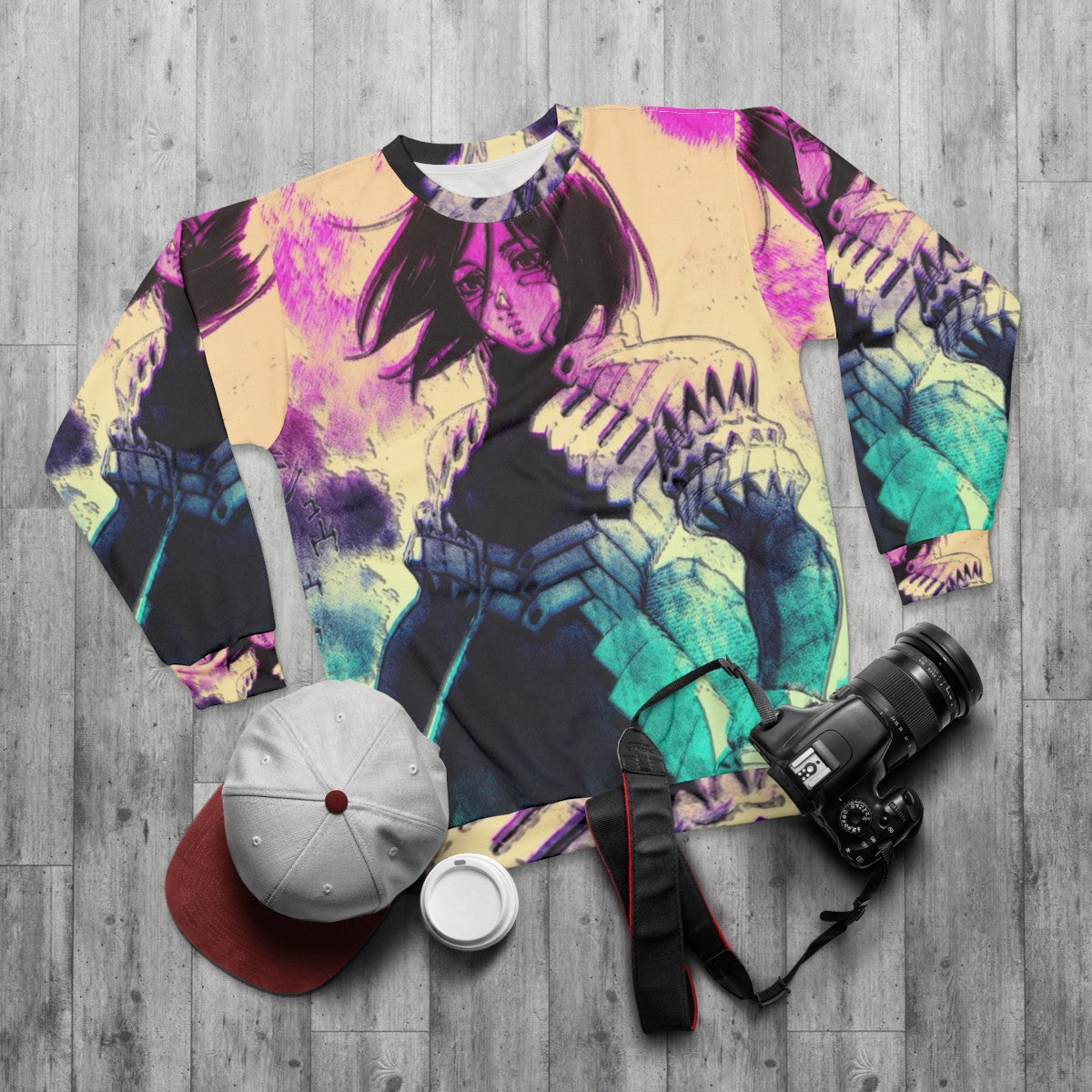 Battle Angel Alita Gunnm Anime Sweatshirt - flat lay