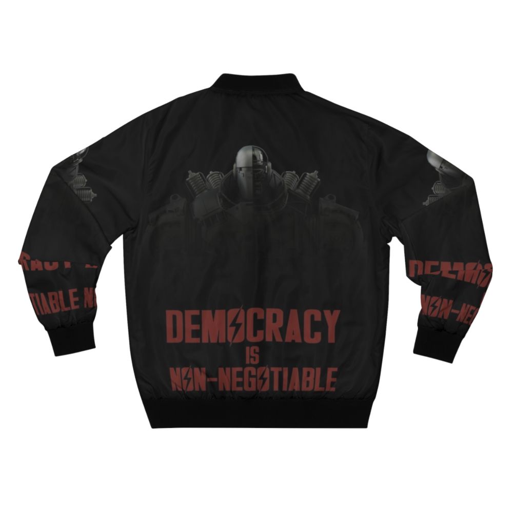 Fallout Liberty Prime bomber jacket featuring a bold democracy design - Back