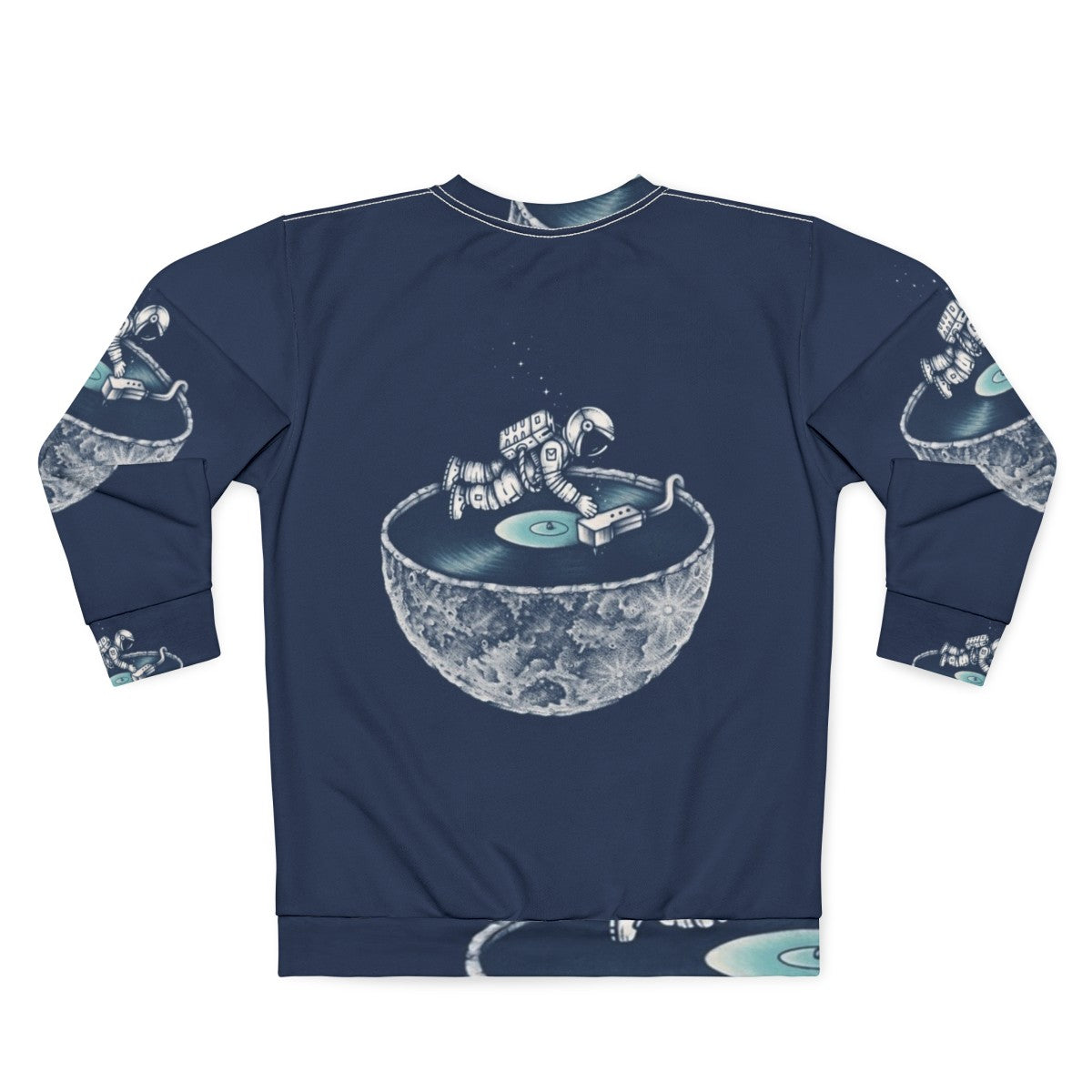 Cosmic Space Tune Sweatshirt with Astronaut and Vinyl Music - Back