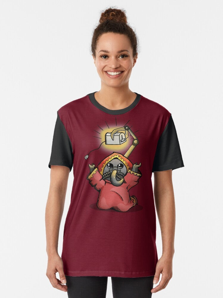 Toaster Priest graphic t-shirt featuring a cute and quirky design inspired by the Adeptus Mechanicus faction of Warhammer 40k. - Women