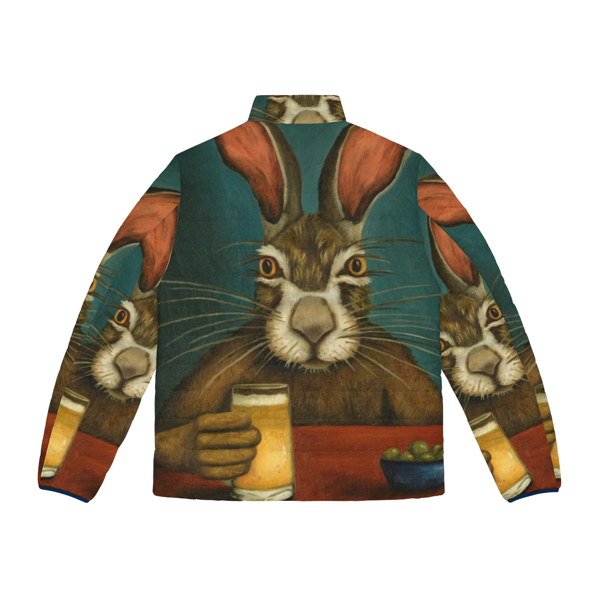 Puffer jacket with a bunny hopping design for a playful, humorous look - Back