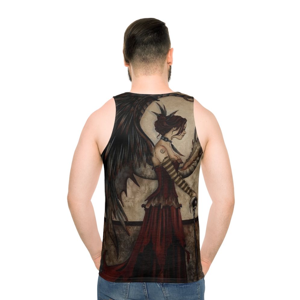 Dark fantasy dragon unisex tank top - men back