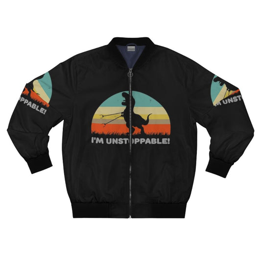 Funny T Rex Dinosaur Bomber Jacket with Trash Grabber Design