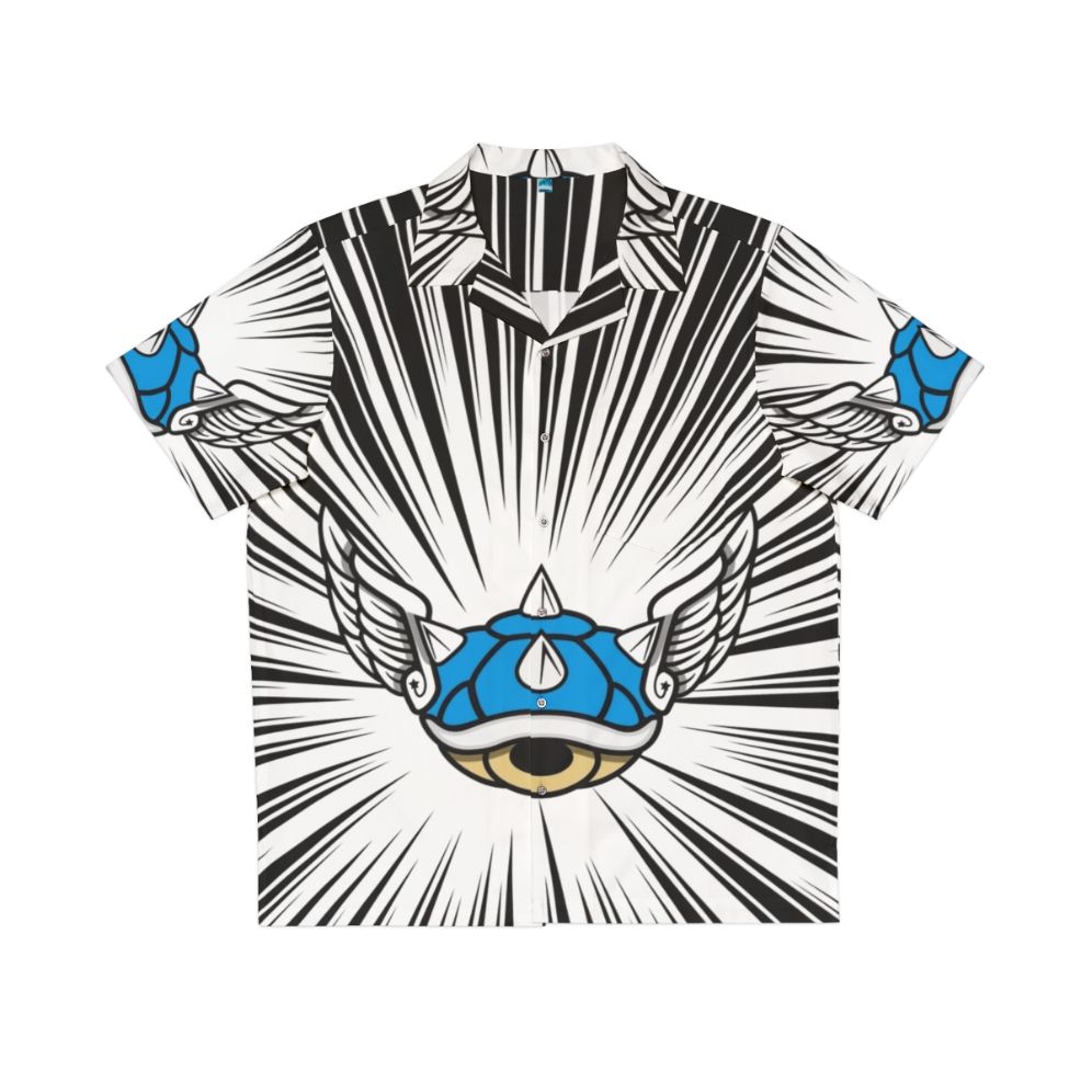 Blue Hawaiian shirt with Mario Kart inspired design