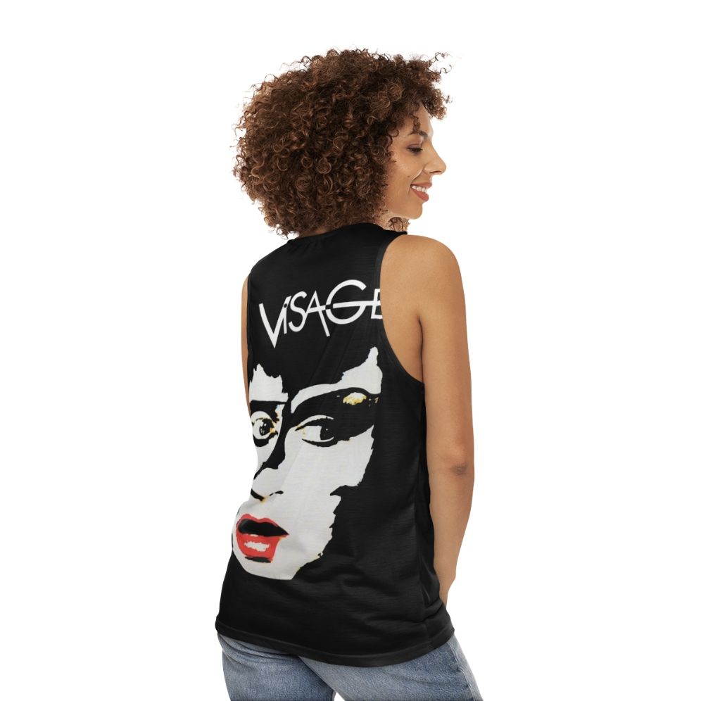 Unisex synth pop tank top - women back