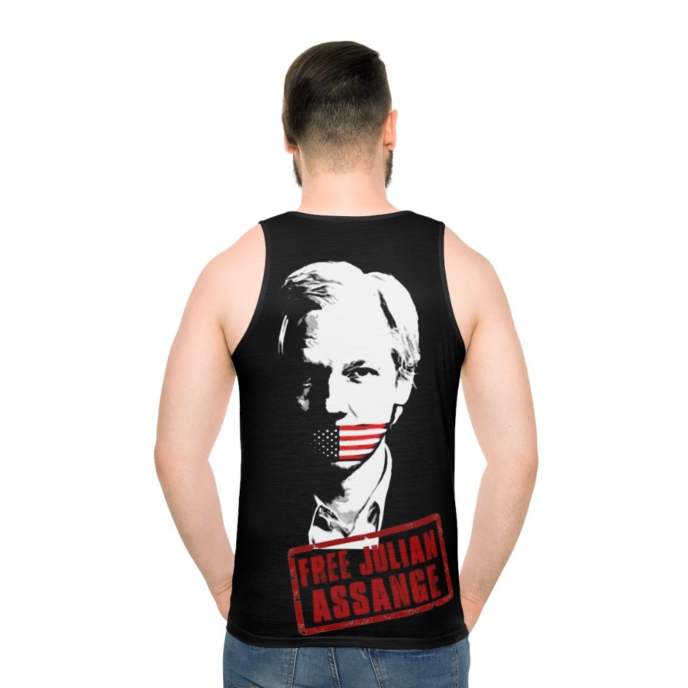 Free Julian Assange Unisex Tank Top - men back