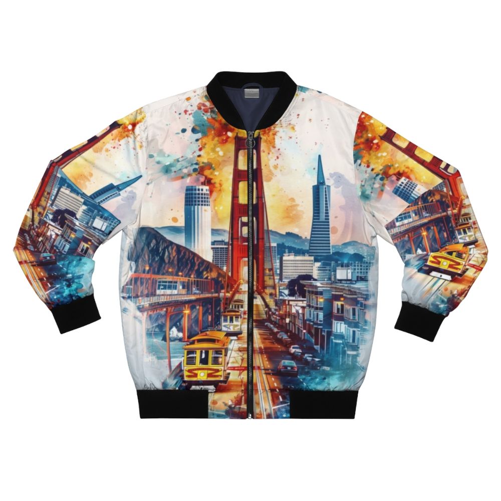 San Francisco Golden Gate Bridge and Cable Cars Bomber Jacket