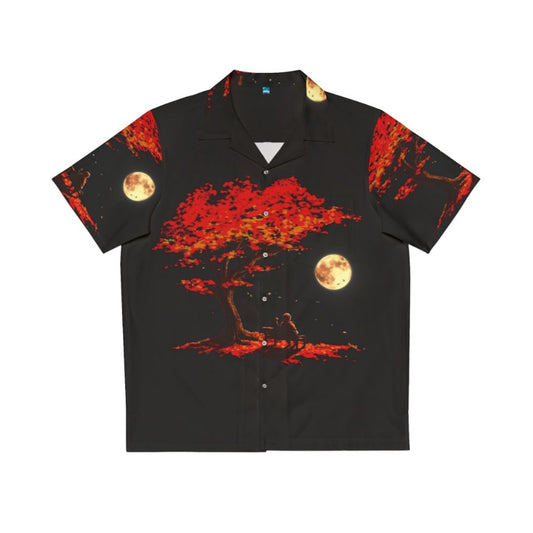 Autumn Moon Hawaiian Shirt with nature and space elements