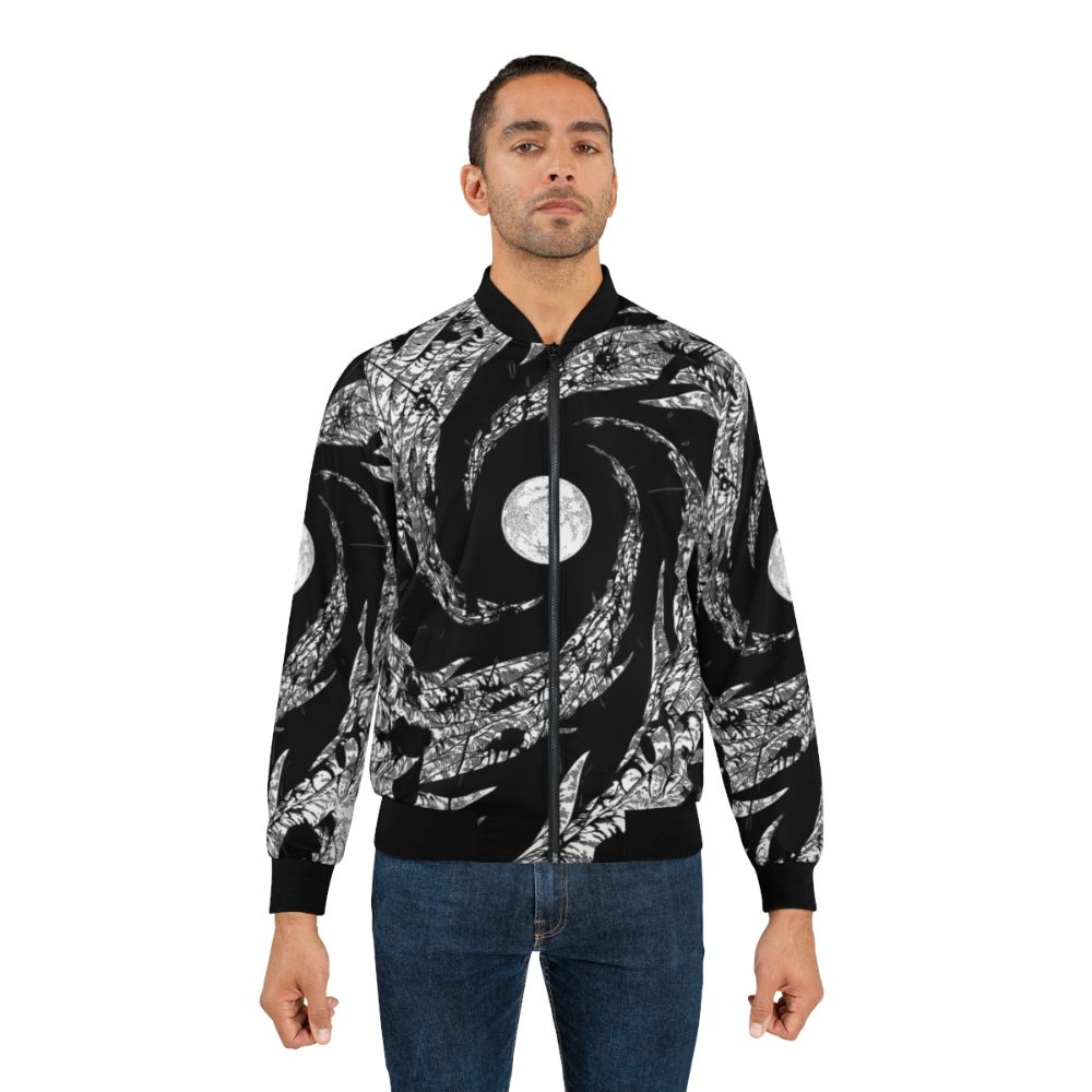 Dark Moon and Rain Bomber Jacket with Nature Motifs - Lifestyle