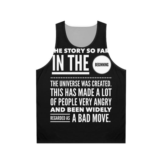 Unisex tank top with "The Hitchhiker's Guide to the Galaxy" design