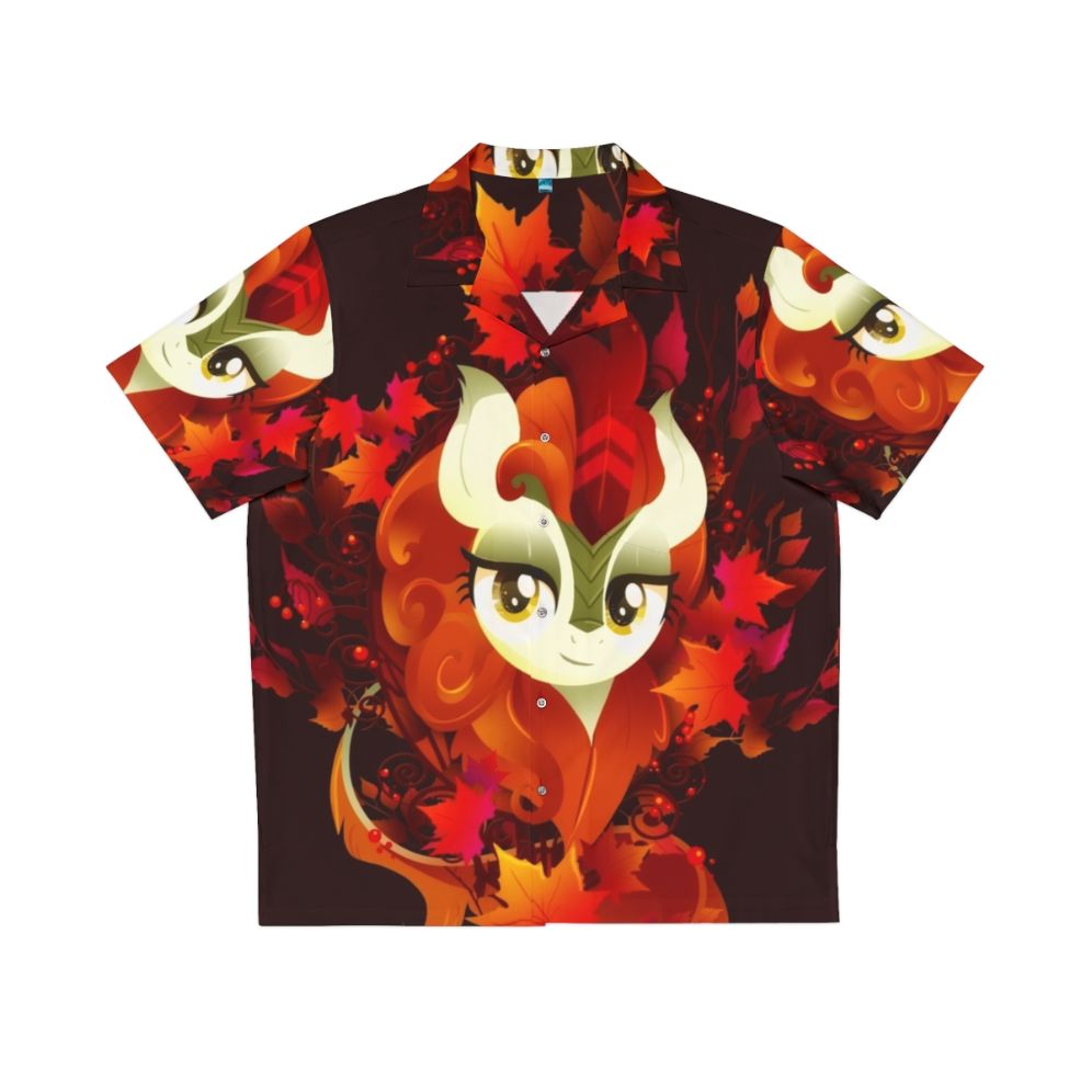 Autumn Blaze Qirin Hawaiian Shirt with Tropical Leaves Pattern