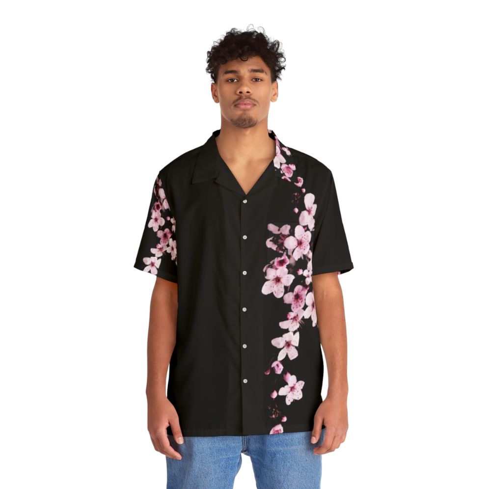 One Side Cherry Blossom Branch Hawaiian Shirt - People Front