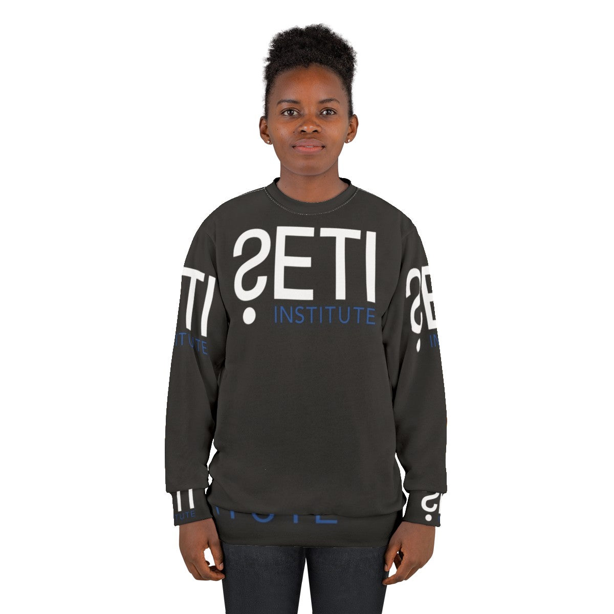 SETI Institute Sweatshirt featuring the SETI logo and space-themed graphics - women