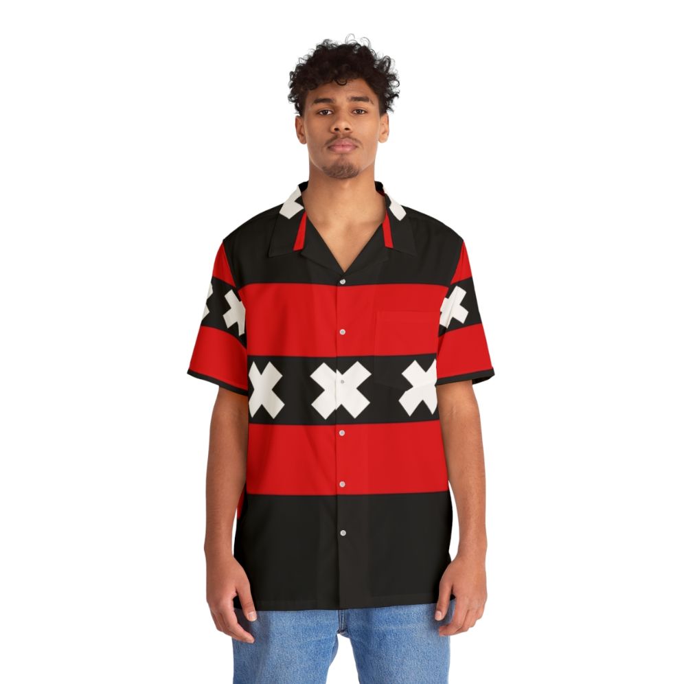 Amsterdam Flag Black Background Hawaiian Shirt - Lifestyle