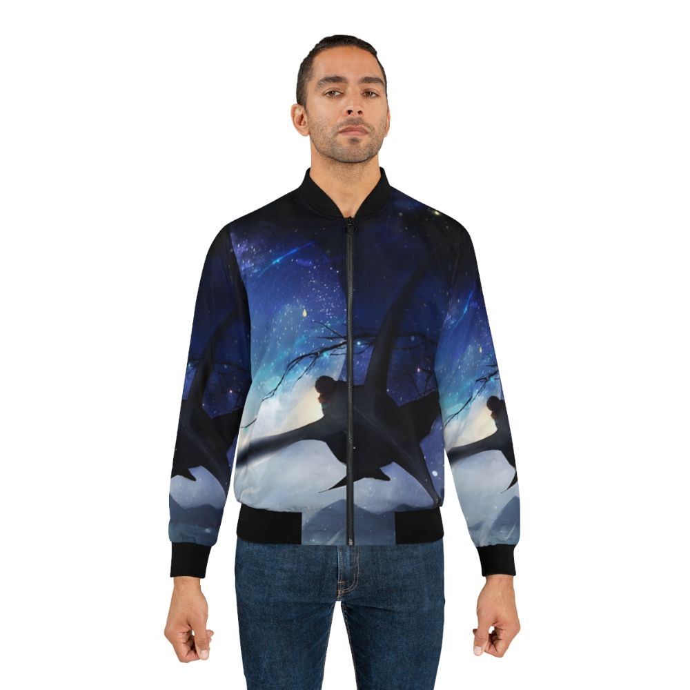 A bomber jacket featuring the iconic Night Fury dragon from the "How to Train Your Dragon" animated film series. - Lifestyle