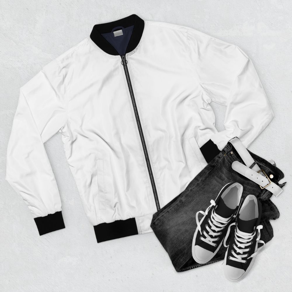 Classic plain bomber jacket with minimal design - Flat lay