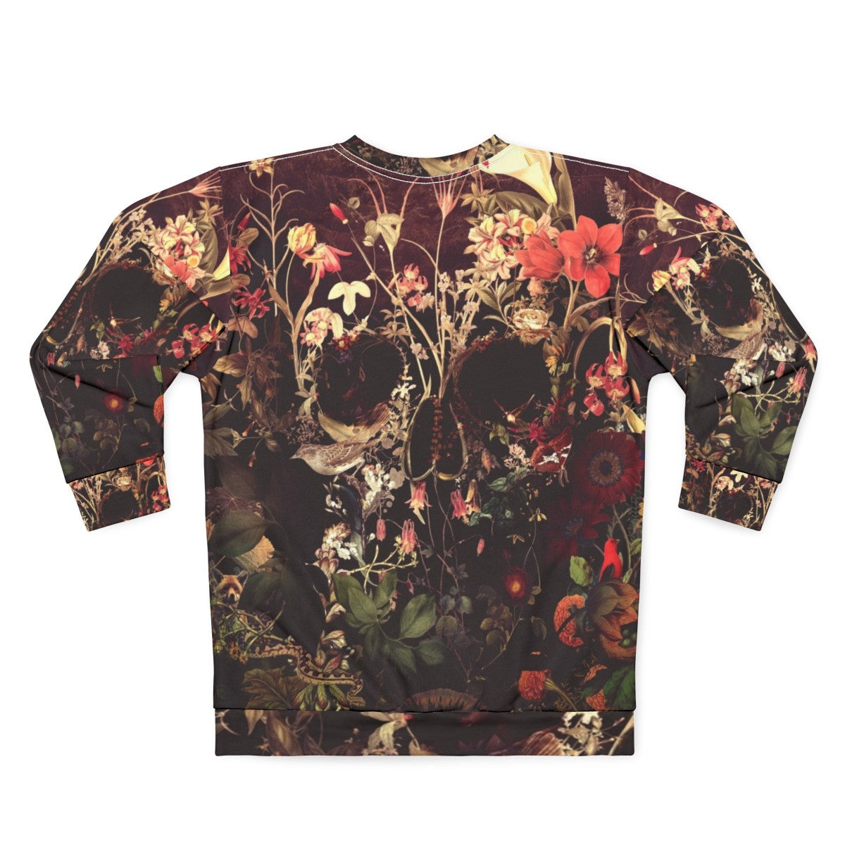 Bloom Skull Sweatshirt with Floral Gothic Skull Art - Back