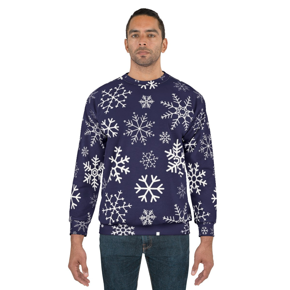 Blue Winter Snowflake Pattern Sweatshirt - men