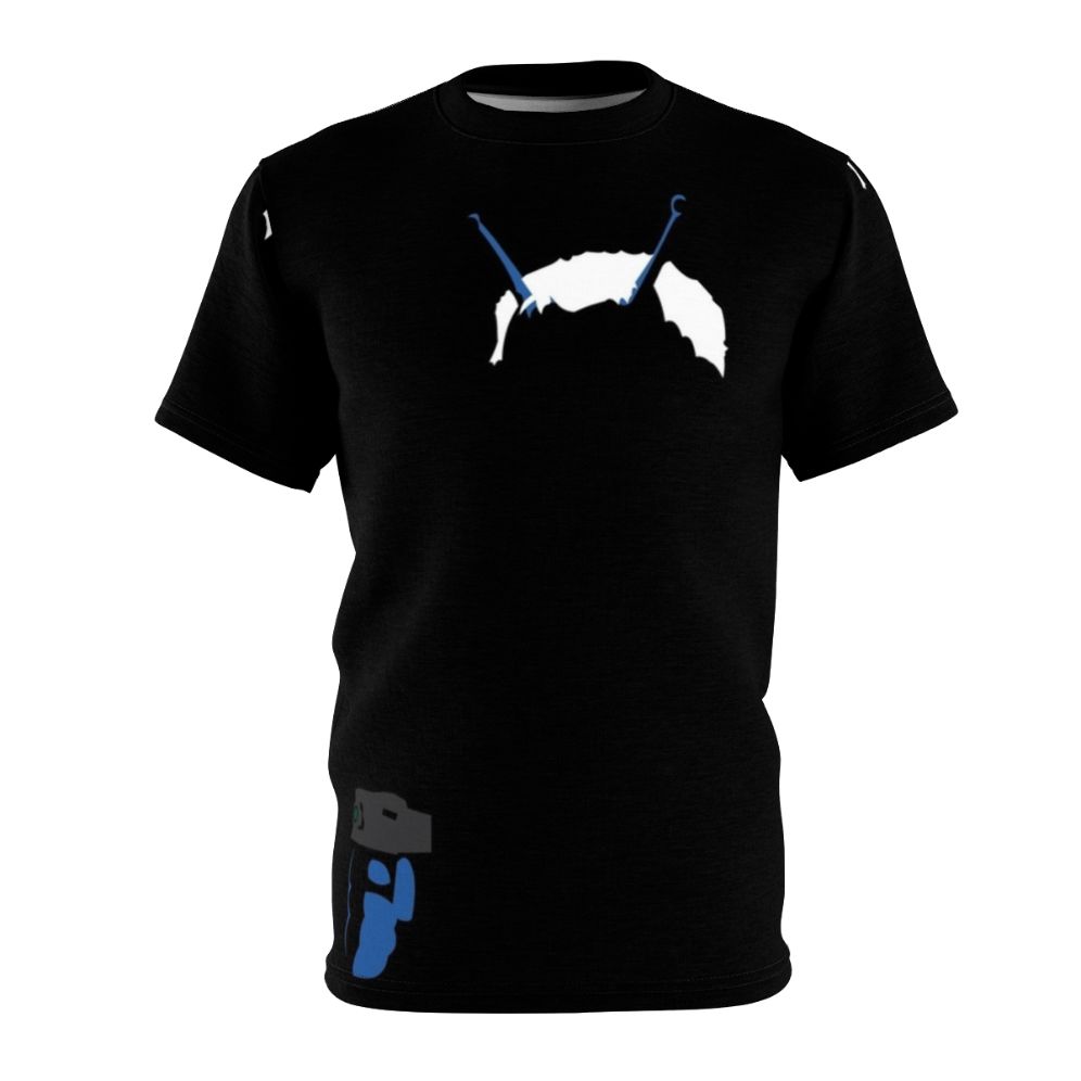 Minimalist t-shirt design featuring an Andorian silhouette from the Star Trek universe