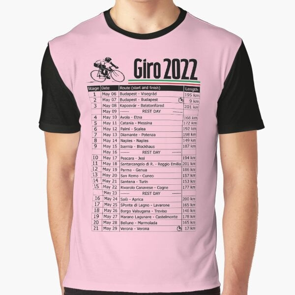 Giro d'Italia 2022 cycling graphic t-shirt with Egan Bernal and other famous cyclists