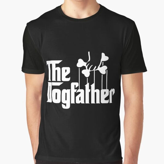 A classic graphic t-shirt featuring the "The Dogfather" design, ideal for dog lovers and fans of classic style.